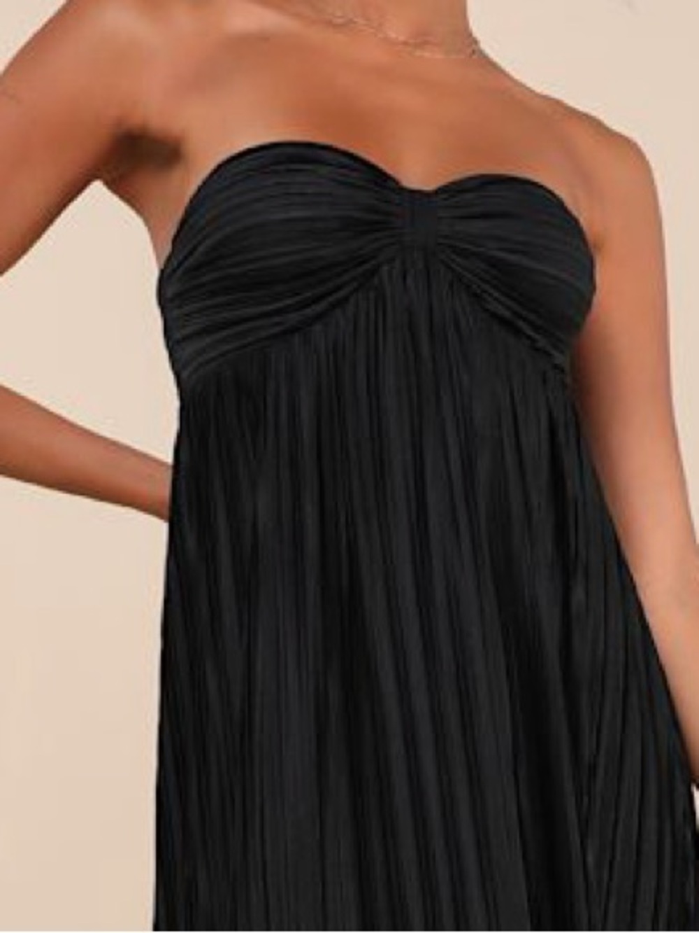 NWT LULUS whimsical beauty plisse strapless maxi dress black XL - Picture 5 of 10